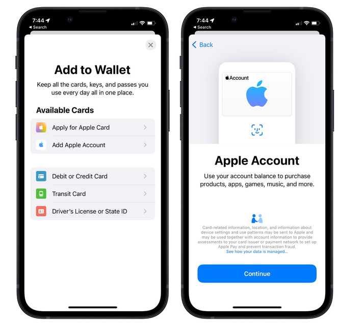 华池苹果手机维修分享iOS 15.5钱包App如何添加 Apple 账户 